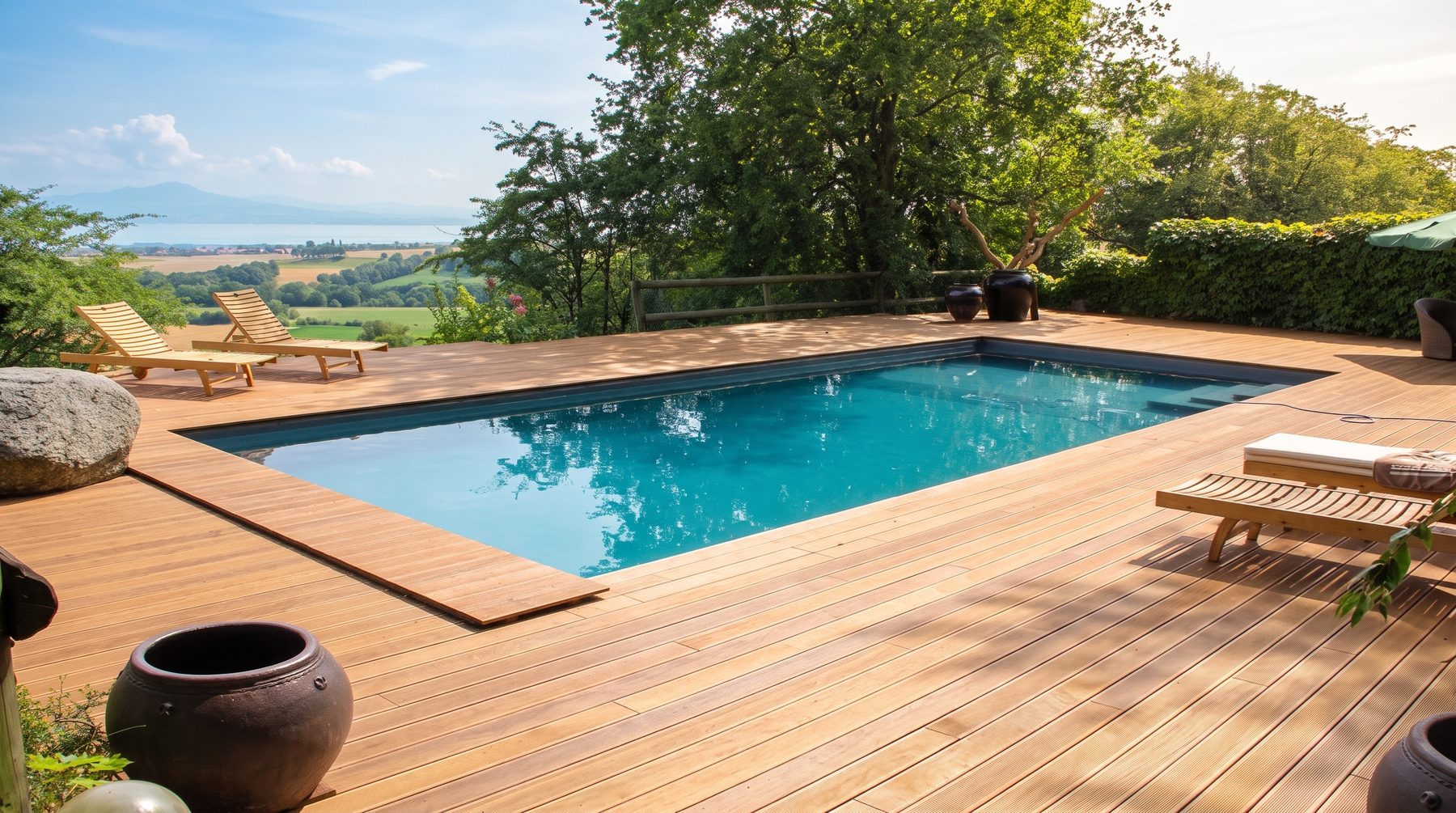 Piscine Corabéton avec terrasse en bois, Yens